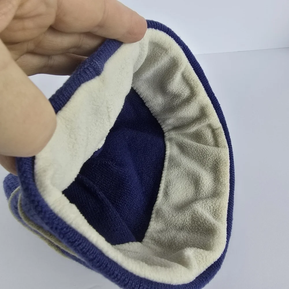 The North Face Kids Logo Blue And Tan Knit Beanie One Size